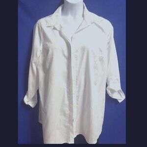 Chico Brand White Cotton Button Front Top XL(Chico Size 3)